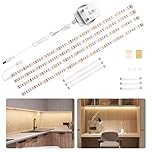 WOBANE Under Cabinet Lighting Kit,Flexible 4 x 50cm LED Strip Lights,Super Bright Under Counter Lights for Kitchen,Cupboard,Desk,Monitor Back,Shelf,DIY Tape Light,4000K,12v Adapter