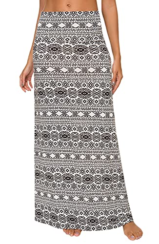 Image of Urban CoCo Women's Stylish Spandex Comfy Fold-Over Flare Long Maxi Skirt