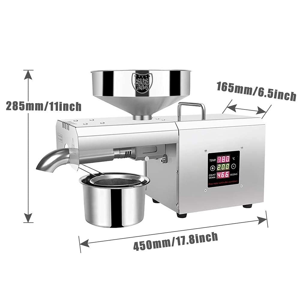 hzexun Automatische Ölpresse für Speiseöl,Leinsamen, Hanfsamen, Erdnusssamen, Rizinussamen, Perilla-Samen, Rapsamen, Sesamsamen
