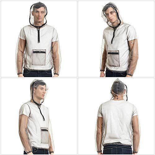 Festnight Ao ar livre Ultraleve Malha Com Capuz Bug Jacket Anti-mosquito Ver Através da Camisa de Ma