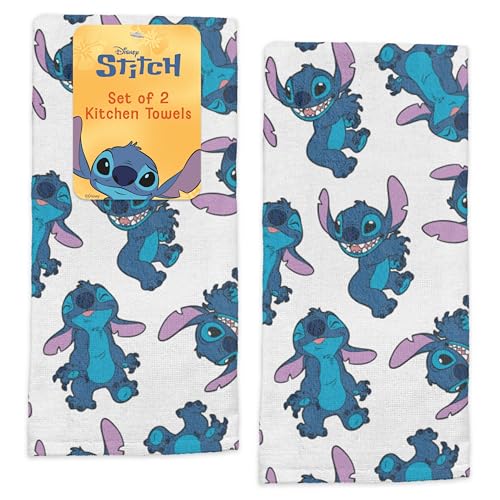 Disney Stitch Cotton Kitchen Towels, 2-Pack 16"x26", Absorbent