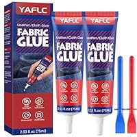 YAFLC Fabric Glue Permanent 75 mlx2, Washable Clear Fabric Glue for Clothing, Adhesive for All Fabrics, Cotton, Denim, Flannel, Polyester