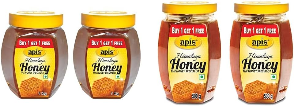 Himalaya Honey, 1kg (Buy 1 Get 1 Free) and Apis Himalaya Honey, 500g (Buy 1 Get 1 Free)