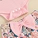 Baby Girl Clothes Summer Letter Short Sleeve Romper Tops Boho Floral Flared Pants Headband Newborn Outfits (Pink, 6-12 Months)