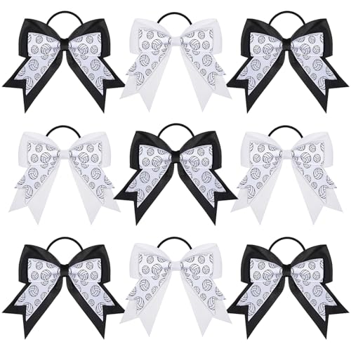 WILLBOND 10 Pcs Volleyball Hair Bows Volleyball Ties Bow for girls Hair Accessories Elastic Sport Tie for Girls Women Fans Team Gift Game Day Cheerleaders Coaches Dress Uniform Decor Party Supplies