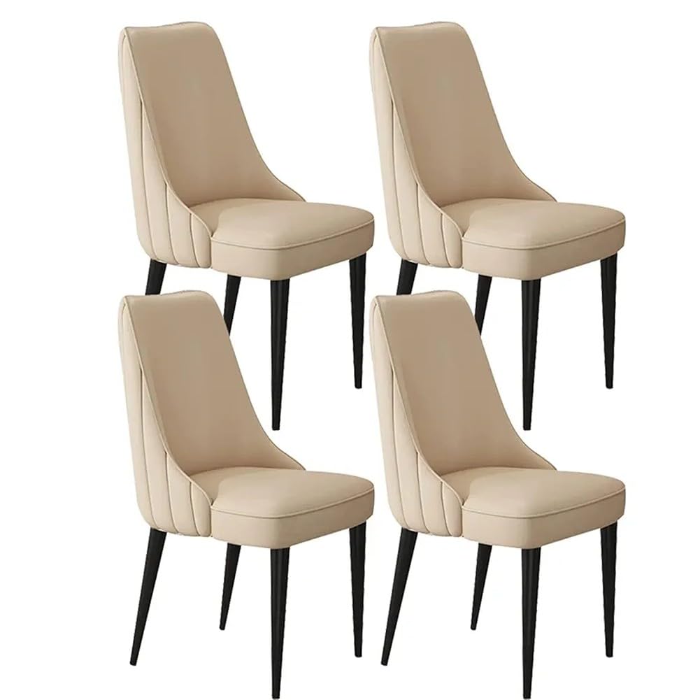 My Art Design - Set of 4 Luxury Dinning Chair with One Piece Strong Metal Frame Accent Chair for Home Office Cafe Restaurant Hotel (4, Khaki)-image-30