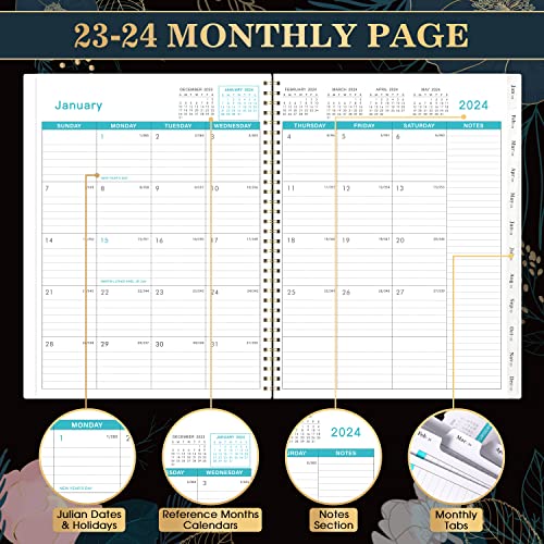 Monthly Planner 2023-2024 - 18 Monthly Plnaner/Calendar 2023-2024, From July 2023 - December 2024, 9‘’ X 11'', Monthly Tabs, Double-Sided Pockets, Twin-Wire Biding, Holidays, Notes Pages, Julian Dates #TOP3