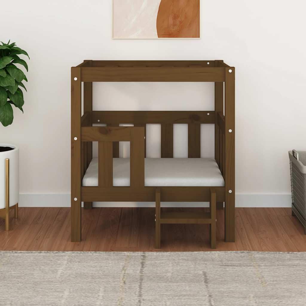 Cuccia per cani in legno di pino massiccio, 65,5 x 50,5 x 70 cm, accogliente letto per animali domestici con cuscino antiscivolo, morbido e delicato sulle articolazioni, per cuccioli, anziani