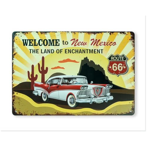 Image of Eazywagon Decorative Retro Metal Signs Wall Plate - 12x8 Inch (Vintage Chevrolat to Mexico) | Weatherproof Vintage Metal Sign Plate for Cafe, Home, Bar, Garage | Decorative Wall Hanging Sign Board