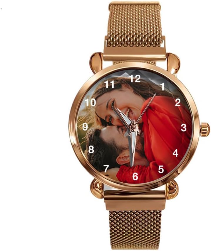 Personalized Photo Watch for Women, Custom Picture Quartz Watch with Stainless Steel Band, Unique Gift for Family, Friends, Graduation, Birthday, Anniversary