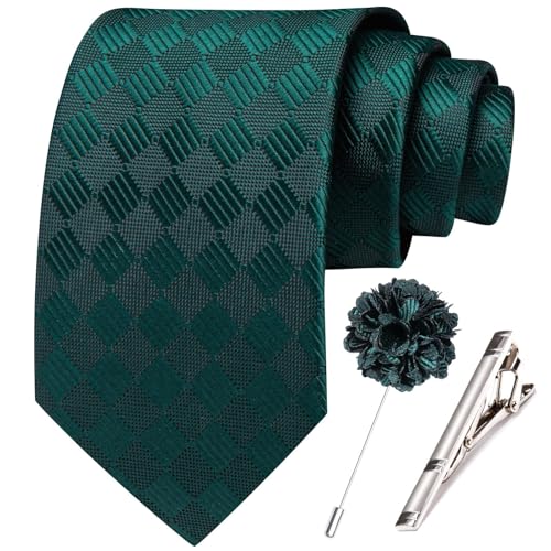 Image of Hi-Tie 63 inches Striped Paisley Extra Long Ties for Men Silk Necktie with Lapel Pin Tie Clip Big and Tall Men Formal Wedding