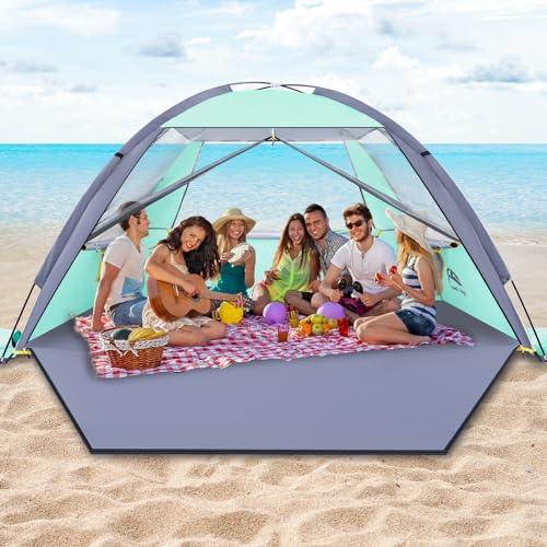 Happy Travel Beach Tent, UPF 50+ UV Protection Sun Shade Shelter for 3/4/5/6/7/8 Person, Portable Beach Canopy for Famil - Detailed View