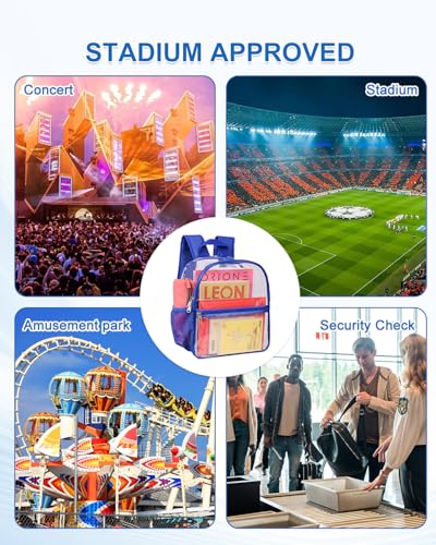 Image of Clear Backpack for Stadium Events, 12x12x6 Small Clear Plastic bag with Reinforced Straps for Game Security Festival Concert