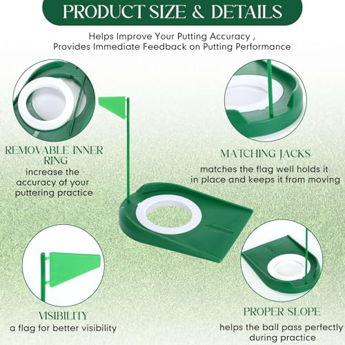 MiniInflat 4 Set Mini Golf Putters with 8 Golf Balls, 4 Golf Putting Cup and Flag, 4 Golf Tees, Two Way Adjustable Length Kids Putter for Right or Left Handed Golfers for Children Teenager (Vitality)