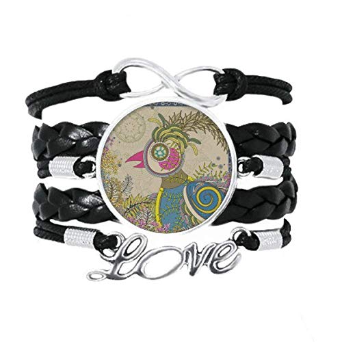 Bracelet en cuir torsadé floral et faisan fait main pour style bohème chic