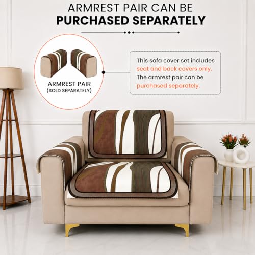 Image of Homerz Premium 'Luxe Series' Holland Velvet Sofa Cover | Smooth Finish | Anti-Skid Fleece Backing | Soft Touch Couch Protector for Living Room (Ocean Crest, 1 Seater, Seat Cover with Backrest)