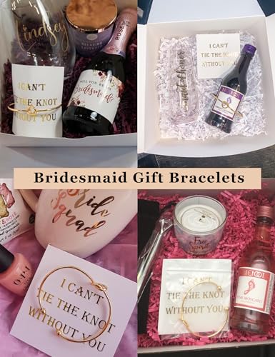 I Can't Tie The Knot Without You Bridesmaid Gift Cards Bridesmaid Bracelets Silver Tone- Set of 4,5,62