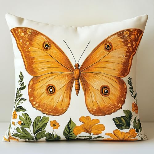 Taxpy Kit de cojín de con gancho de pestillo, mariposas y flores juego de bordado de alfombra, patrón de lona de ganchillo, manualidades, adultos y principiantes, 43x43cm