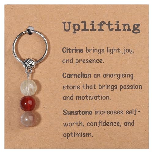GINAZL Inspirational Encouragement Gifts for Women, Natural Healing Stones Keychain