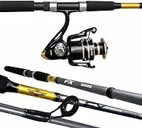 KIT DE PESCA PESADA PESCARIA CONJUNTO PROFISSIONAL COMPLETO VARA SHIMANO FX 2.13M 12-25LB E MOLINETE ALTO MAR 7000 - PEIXES ATE 15KG - PESQUEIRO - TAMBAQUI - PINTADO - PACU