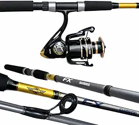 KIT DE PESCA PESADA PESCARIA CONJUNTO PROFISSIONAL COMPLETO VARA SHIMANO FX 2.13M 12-25LB E MOLINETE ALTO MAR 7000 - PEIXES ATE 15KG - PESQUEIRO - TAMBAQUI - PINTADO - PACU