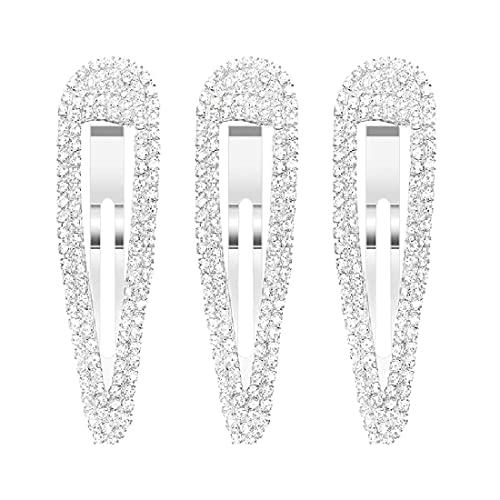 LICHUANUK 3 Pcs Pince à Cheveux Pinces à Cheveux Métal Barrettes Barette Cheveux Femme Strass Clip Set Épingles à Cheveux Strass Argent