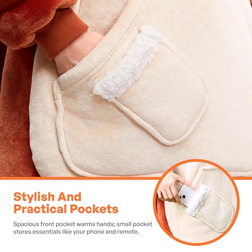 Image of Giggling Getup Wearable Blanket Hoodie for Women Men Sherpa Fleece Hooded Blanket Sweatshirt Warm Cozy Sherpa Wearable Throw Oversized Hoodie with Giant Pocket & Sleeves for Adult Christmas Reindeer