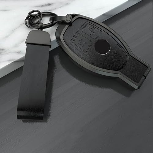 FXDSCA Autoschlüssel Hülle für Benz W203 W204 W205 W210 W211 W212 W221 W222, Schlüsselhülle Schlüsselanhänger, Auto Fernschlüssel Schutzhülle Auto Schlüsselanhänger Zubehör,D Gun Black