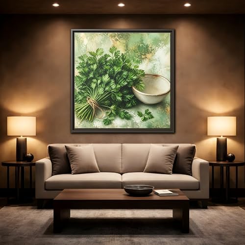 Tableau persil cuisine : impression sur toile 90x90 cm pour coin petit-déjeuner convivial - 2