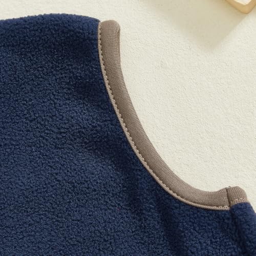 Image of Toddler Baby Boy Fleece Outerwear Vests Sleeveless Zipper Jacket Solid Color Vest Coat Spring Fall Winter Clothes