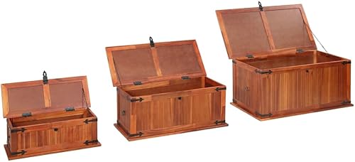 Miniatura 22 de Baúl de almacenamiento de madera con dos asas laterales, baúles y baúles de almacenamiento de madera maciza para dormitorio, caja de almacenamiento