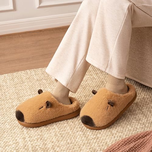 Capybara Slippers Cute Plush Animal Slipper Slip-on Warm Kawaii Slides Feet Slipper Non-Slip Indoor Shoes2