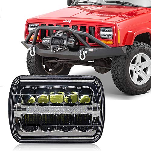 5x7 LED Headlights Lamp Replacement H5054 H6054LL 69822 6052 6053 1PC Pack 5x7 Inch High Low Beam LED Headlight Headlamp with Halo DRL for Truck XJ YJ Sedans (5x7 Headlights)