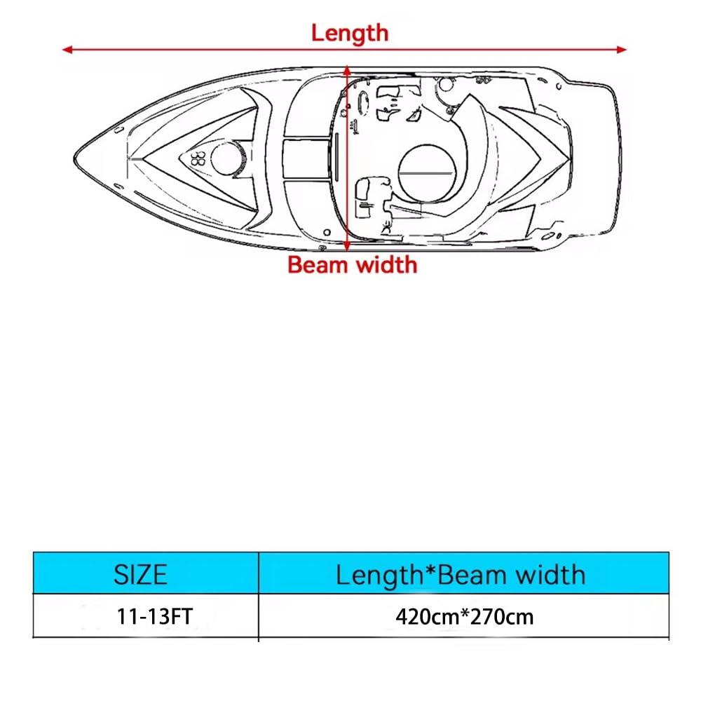 NEWFUN Funda para Barco 210D, 11-13FT, a Prueba de Polvo Resistente a los Rayos UV Barco Lona para Yate Lancha Rápida Barco de Pesca V-Casco