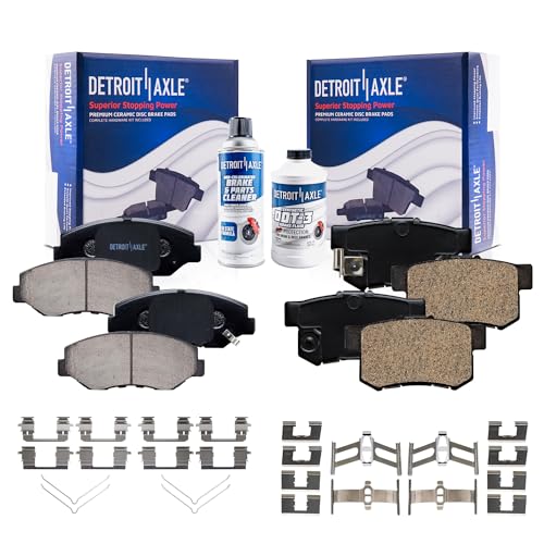 Image of Detroit Axle - Brake Pads for 2003-2007 Honda Accord 2012-2015 Civic 2013-2015 Acura ILX, Front and Rear Brake Pads w /Hardware Replacement