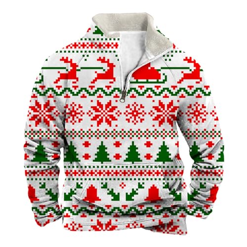 Generisch Maglione da uomo con collo in velluto, a maniche lunghe, con colletto alto, maschile, per uomini alla moda, bianco, M