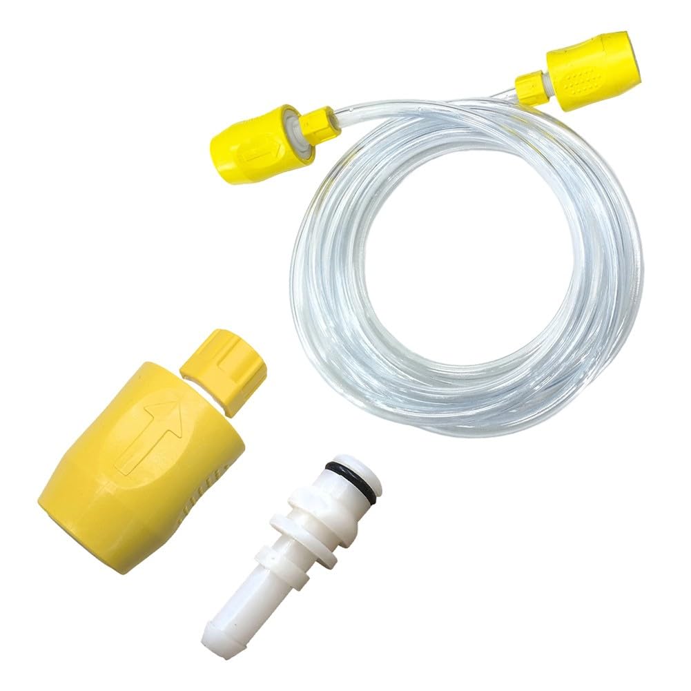 EasyByMall Kit de conector de manguera de repuesto con tubo de agua de 2,5 m para limpiadores de vapor Kärcher Puzzi 8/1 y 10/1, incluye adaptador amarillo y piezas de boquilla