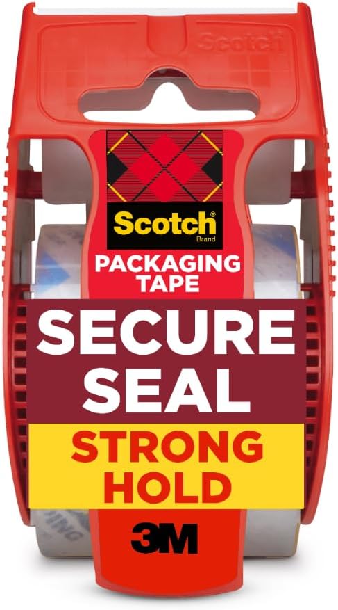 Scotch Secure Seal Packing Tape, Ultra Clear, Reliable and Durable Seal, 1.88 in x 800 in., 1 Packaging Roll with Dispenser