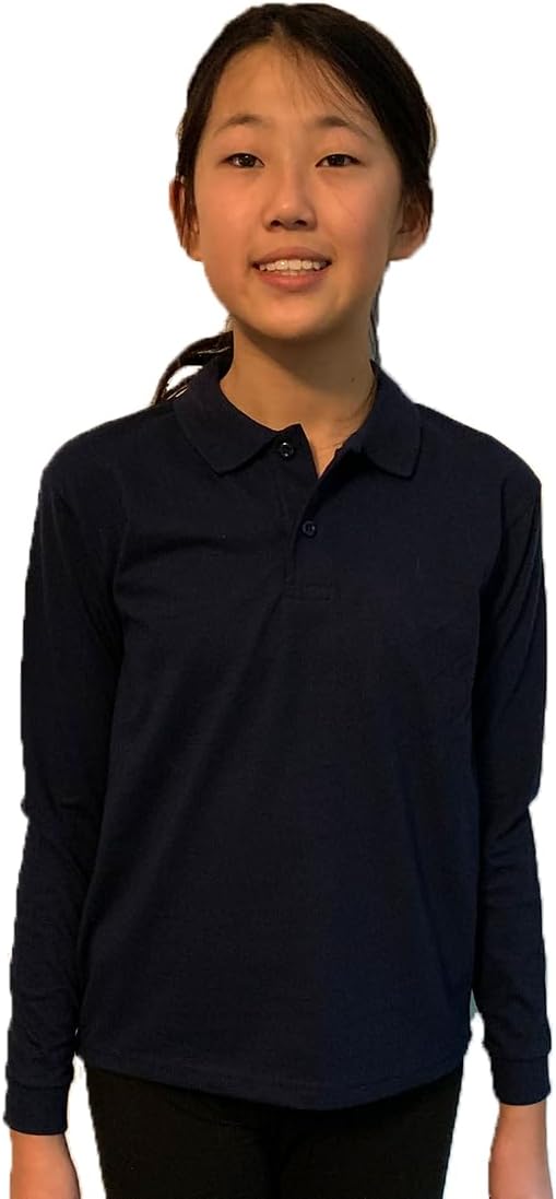 Kids Youth Long Sleeve Polo Golf Shirt Back to School Uniform Boys and Girls