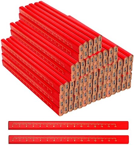 WLUSSELL 200 Pieces Carpenter Pencils Bulk, 7 Inch Flat Octagonal Hard Carpenter Pencils Building Construction Marking Pencil Mark Carpenter Pencils for Wood Working Tools Marking, Concrete Marking