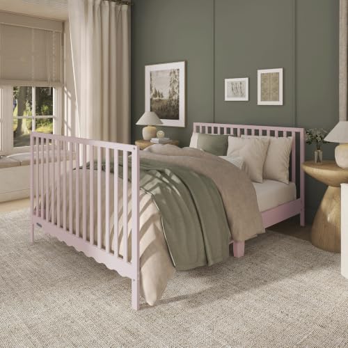 Image of Dream On Me Synergy Wave 5-in-1 Convertible Full Size Baby Crib, Pink
