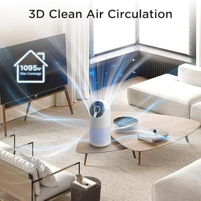 MOOKA Air Purifiers للغرفة الكبيرة حتى 1095 قدمًا 2 ، H13 HEPA Filter Air Cleaner for Pets Bedroom Remove Smoke Dust Pollens Dander ، Room Air Purifier with Timer Lock 4 Modes Night Light، M02