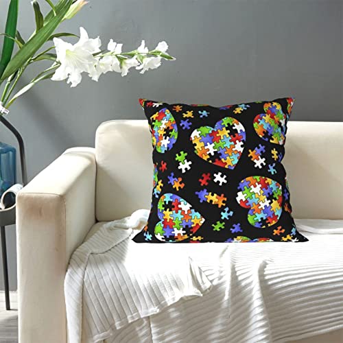 Autism Awareness Puzzle Pieces Heart Throw Pillow,16X16 Inch,For Living Room Bedroom Sofa Couch Outdoor Pillow Covers #TOP6
