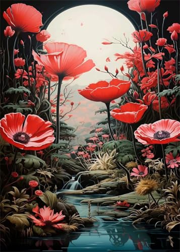 Puzzle de 50 piezas de amapolas rosas, un regalo de gama alta elegante para aficionados