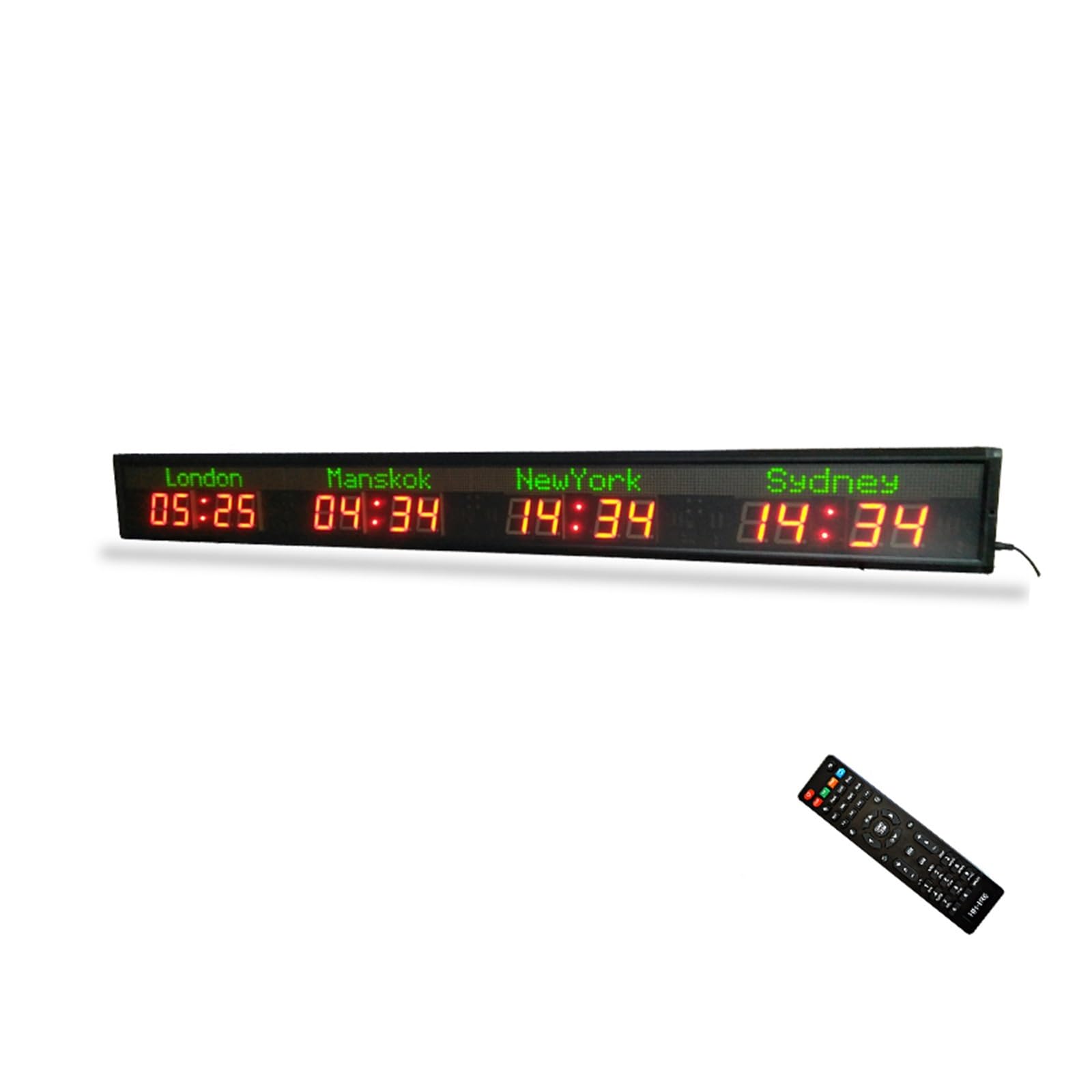 Gym Timer, Reloj de zona horaria múltiple/Reloj de hora mundial LED Reloj de hora mundial de 4 ciudades