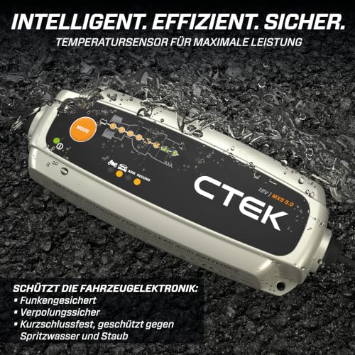 Foto von CTEK MXS 5.0, Batterieladegerät 12V, Temperaturkompensation, Intelligentes Ladegerät Autobatterie, Ladegerät Auto Und Motorrad, Batteriepfleger Mit Rekonditionierungsmodus Und AGM-Option