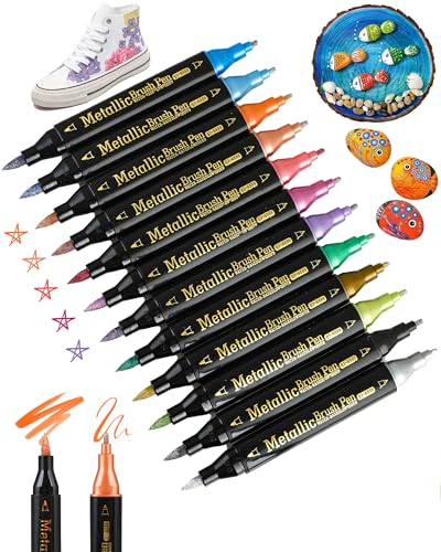 Juego De 12 Lápices Metálicos, Rotuladores De Punta Doble Y Rotuladores, Lápices Brillantes, Resistentes Al Agua, Lápices Acrílicos, Lápices Dorados Para Escribir Libros De Visitas, Álbumes De