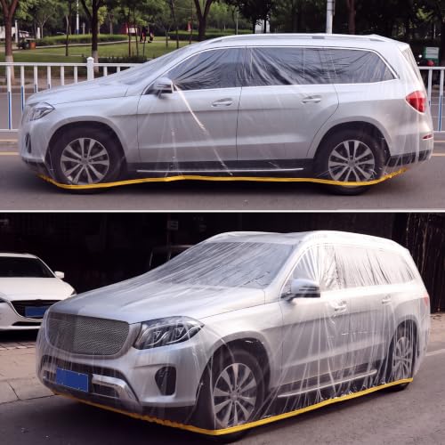 Image of Tallew 4 Pcs Universal Plastic Car Cover Bulk, 24.61 x 15.75 ft