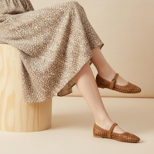Image of CUSHIONAIRE Weston Hand Woven Mary Jane Flats for Women, Comfortable Dressy Ballet Flats with Braided Adjustable Buckle and Memory Foam Cushioning