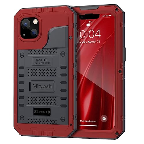 Mitywah Waterproof Case for iPhone 13 Red